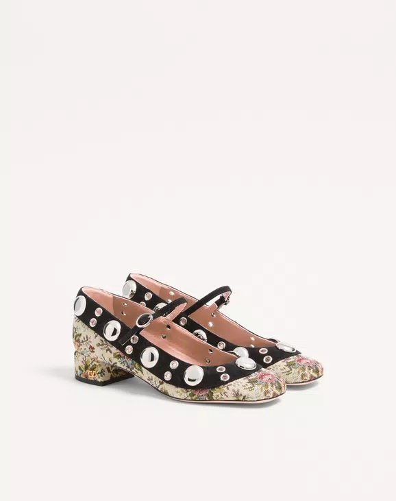 Valentino Mary-Jane Nellcôte Pumps In Papier Floral Jacquard Fabric 30Mm - Image 6
